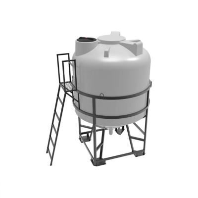 Емкость ЦКТ 5000 л с патрубком 110мм белая в обрешетке с лестницей