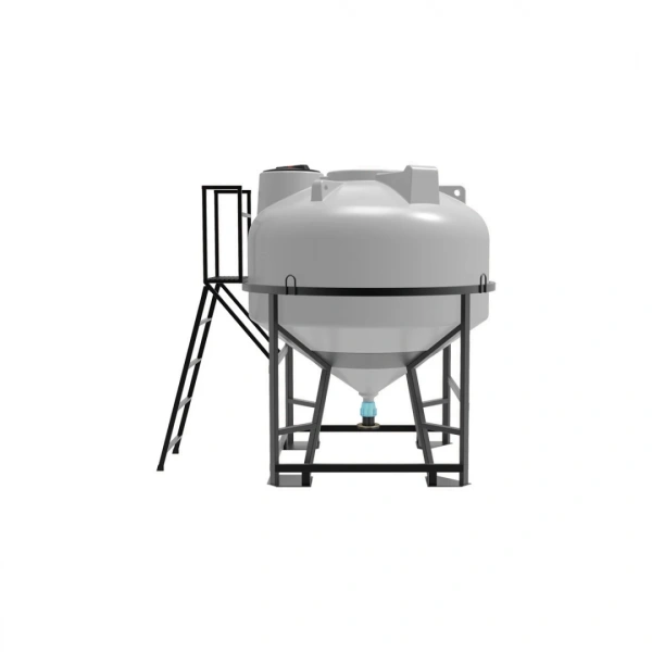 Емкость ЦКТ 3000 л с патрубком 90мм с фланцем под плотность до 1,2 г/см³ белая в обрешетке с лестницей