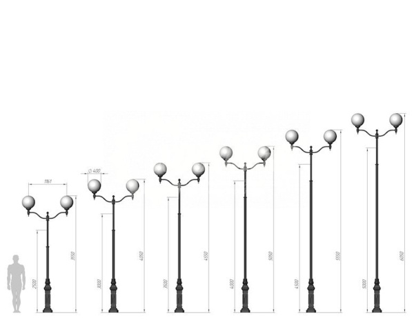 Фонарный Столб С-05-2 со светильниками 4,55 м